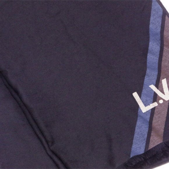 Louis Vuitton Scarf Black Blue Woman unisex Authentic Used - Picture 2 of 6
